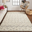 Feizy Anica 8007F Transitional Geometric Rug in Ivory/Black