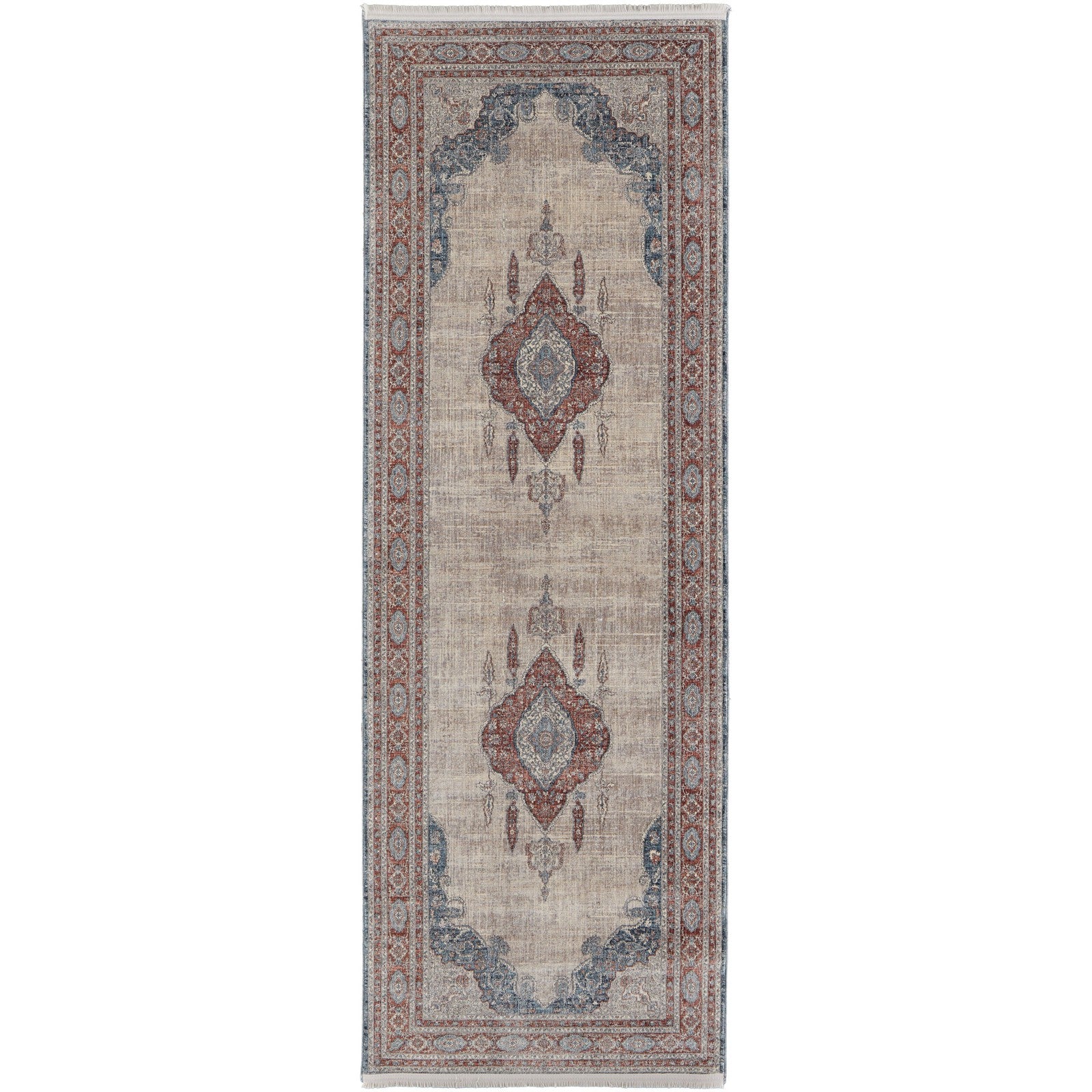 Feizy Marquette 39GRF Transitional Medallion in Gray/Red/Blue
