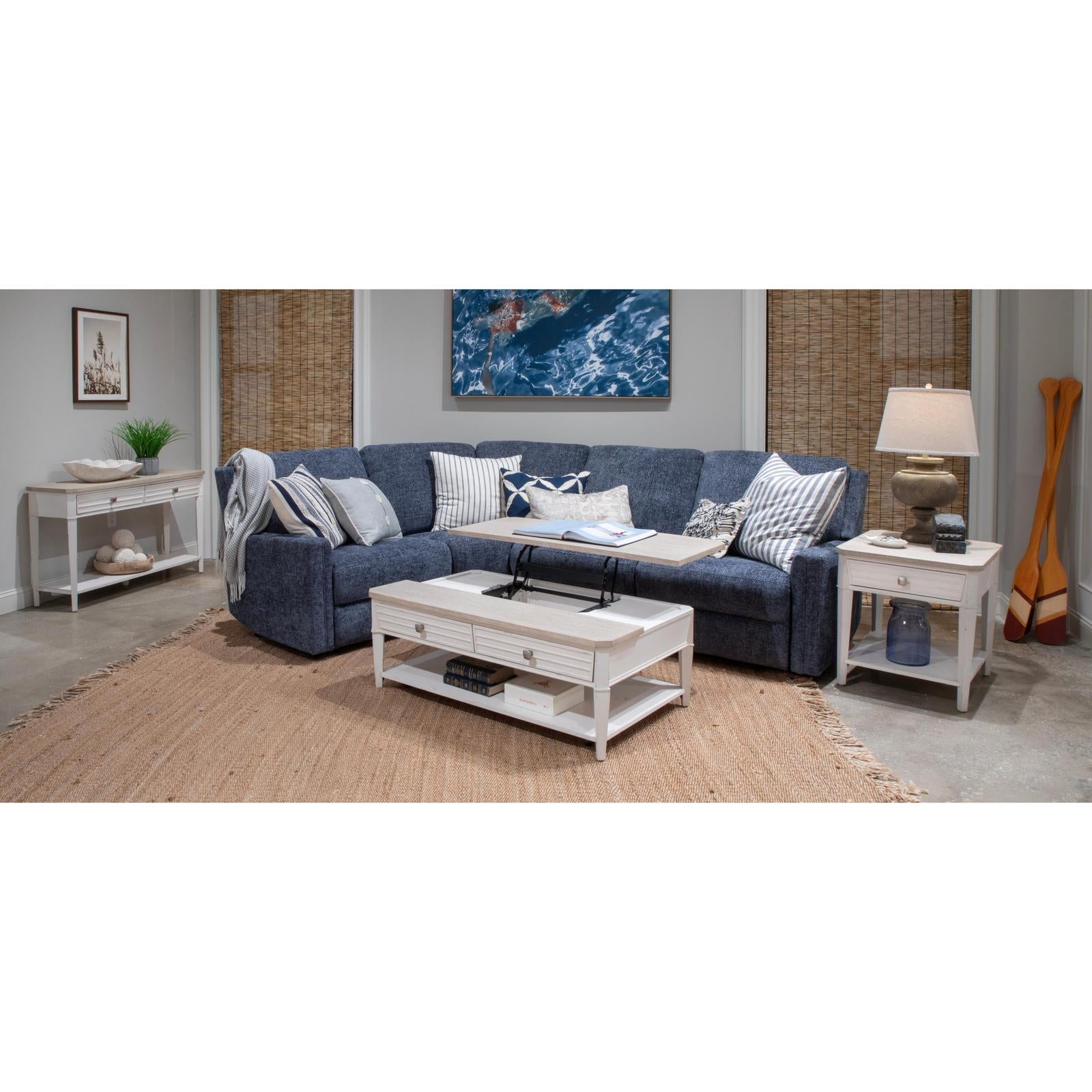 Salt Life Home Echo Isles Sea Pearl and Driftwood Lift Top Storage Cocktail Table with Casters
