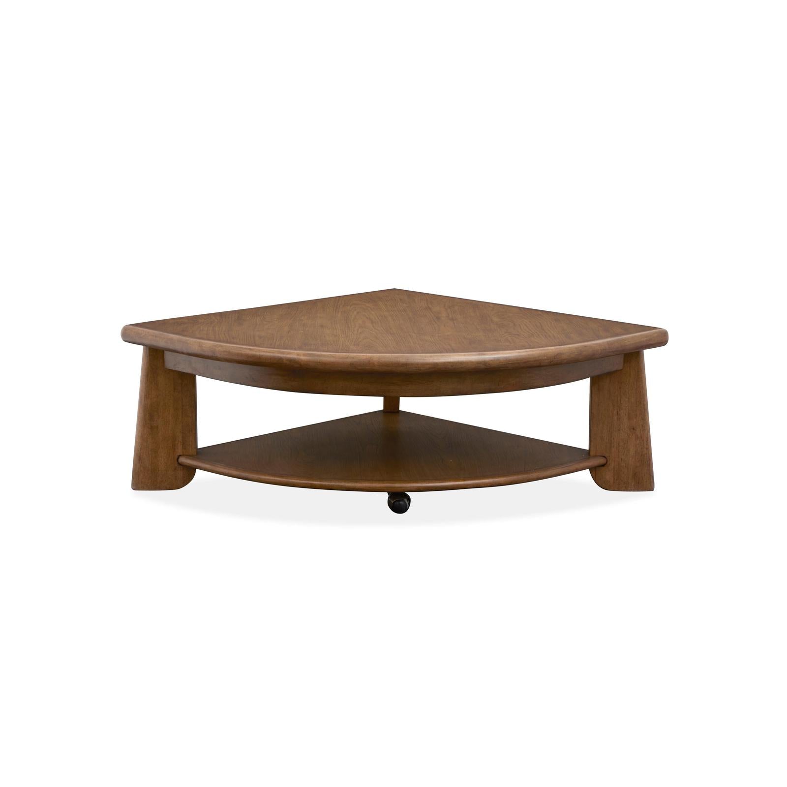 Magnussen Home Tanner Tawny Brown Pie Shaped Lift Top Cocktail Table With Casters
