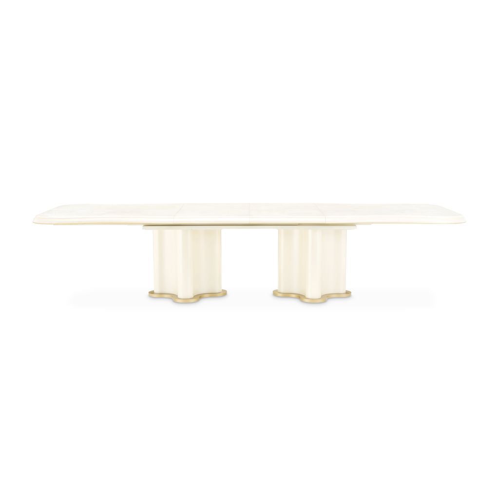Michael Amini La Terrazza Double Pedestal Dining Table - Creamy Pearl