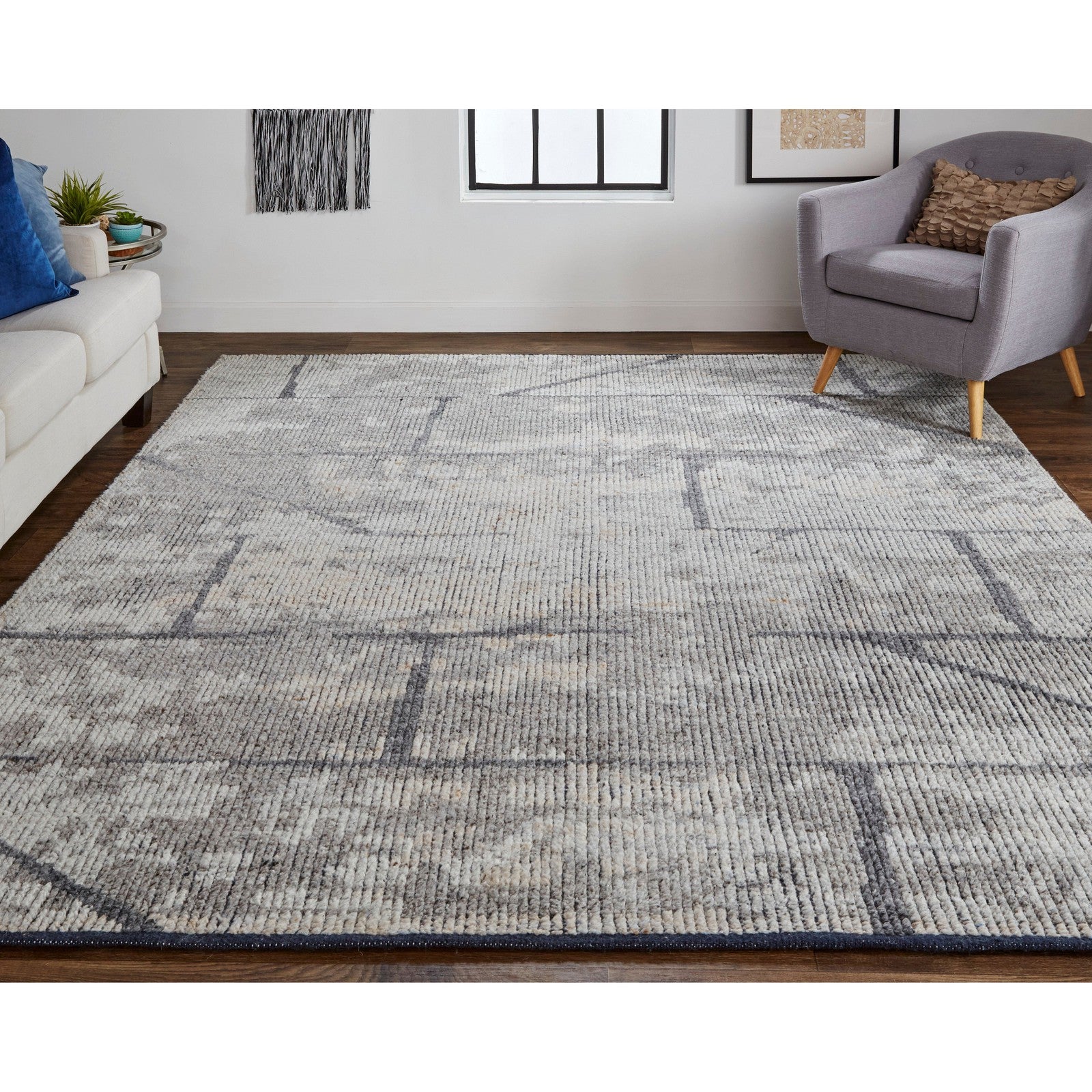 Feizy Alford 6925F Modern Abstract in Gray/Silver