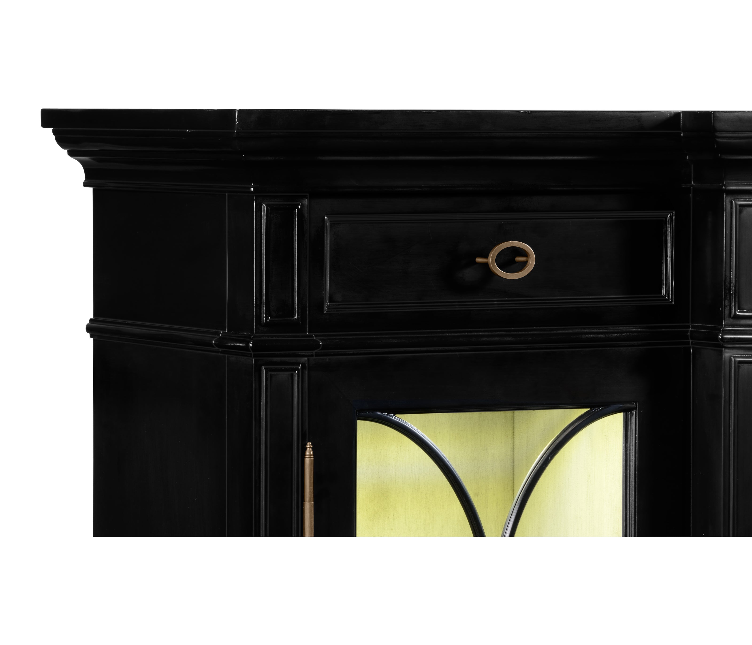 Jonathan Charles Traditional Four Door Breakfront Display Cabinet