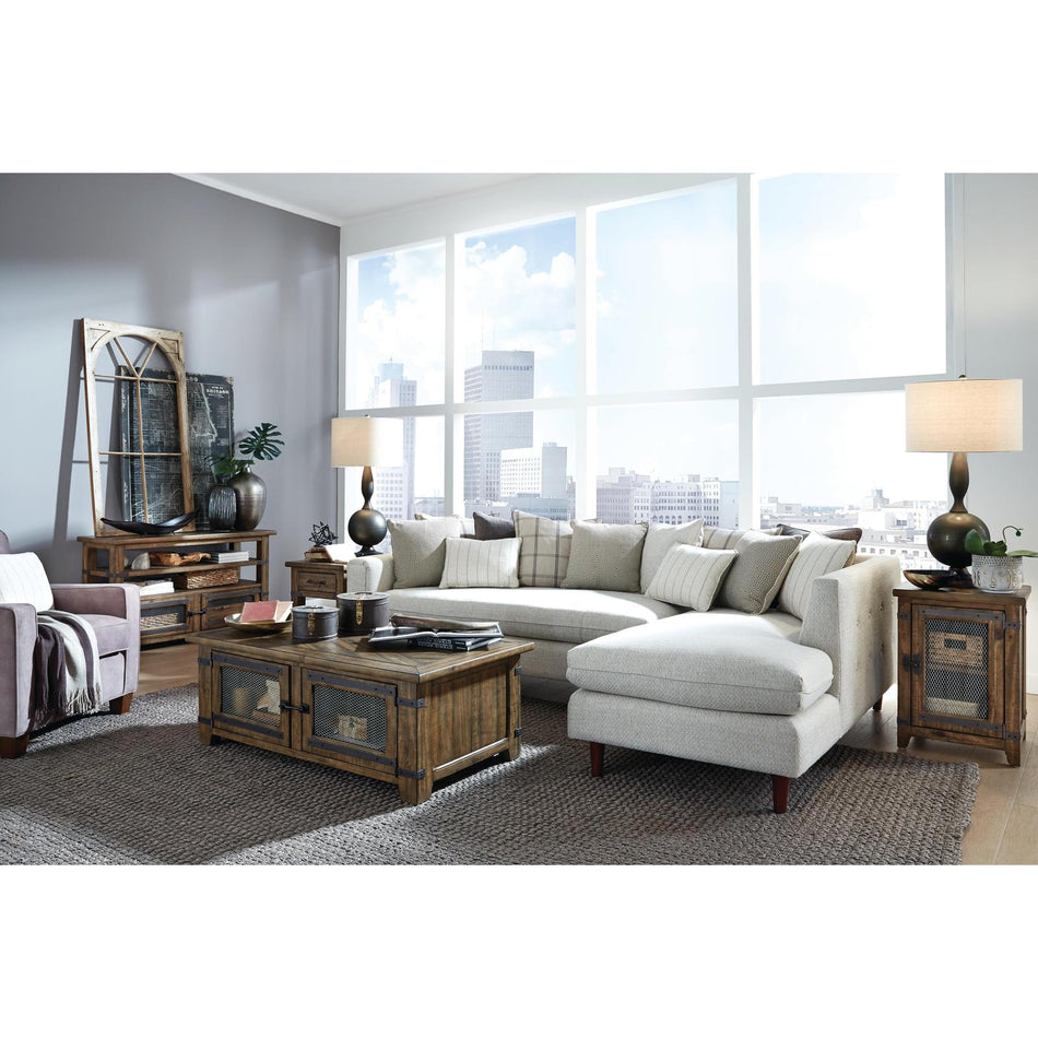 Magnussen Home Chesterfield Farmhouse Timber Rectangular Sofa Table