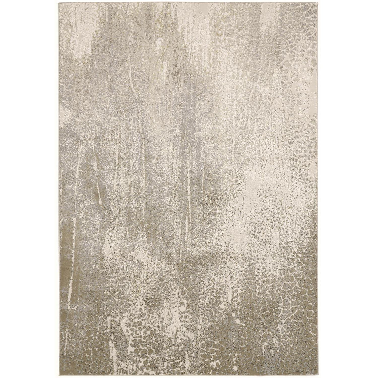 Feizy Aura 3739F Modern Abstract Rug in Ivory/Gray/Gold