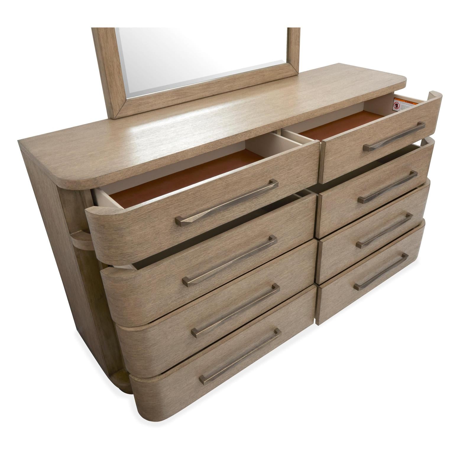 Magnussen Home Thorne Amber Brown Double Drawer Dresser With Portrait Mirror