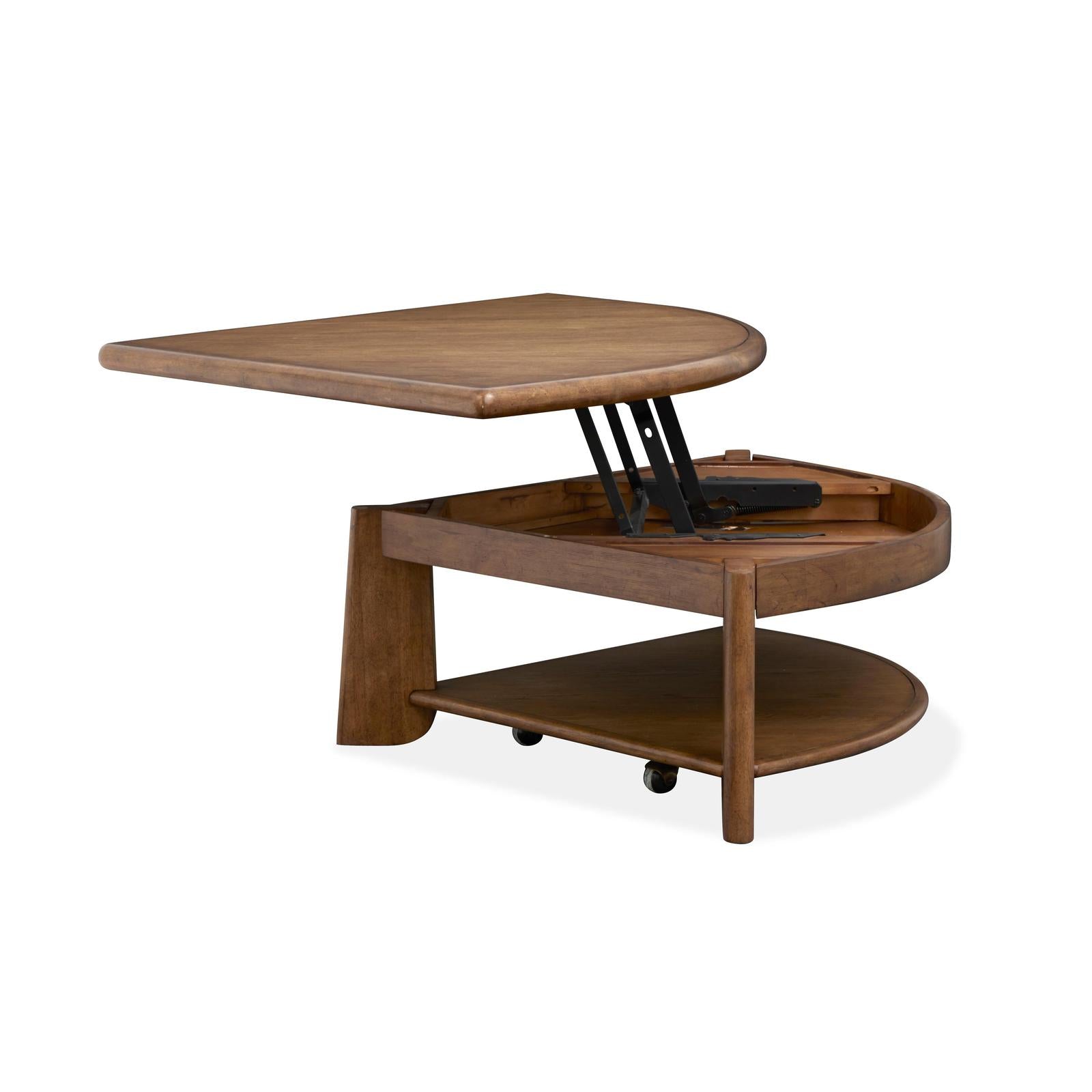 Magnussen Home Tanner Tawny Brown Pie Shaped Lift Top Cocktail Table With Casters