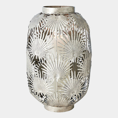 Global Views Tropical Palm Leaf Nickel Lantern