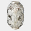 Global Views Tropical Palm Leaf Nickel Lantern