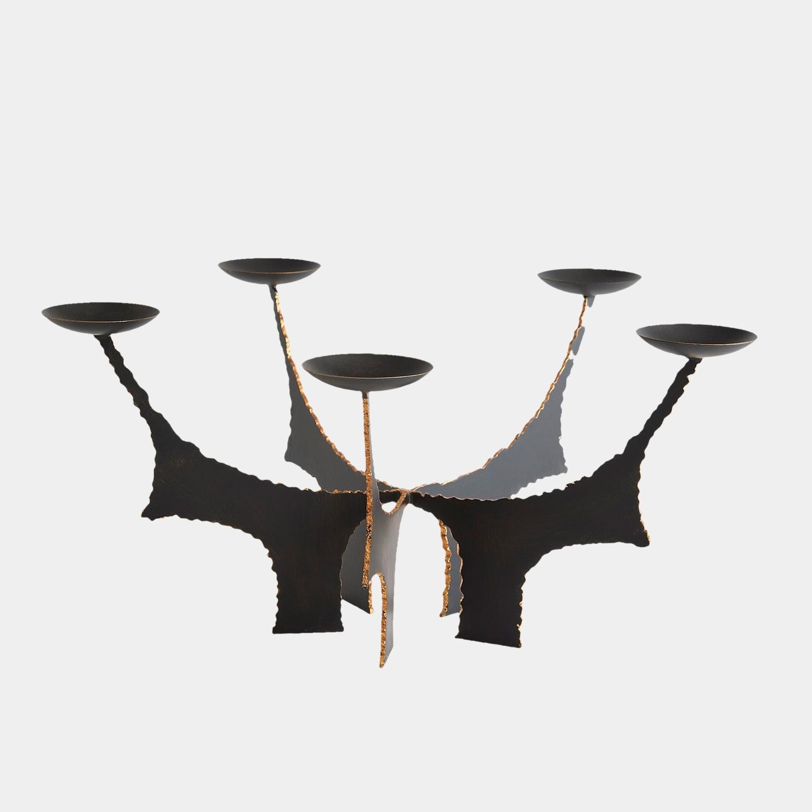 Global Views Brutalist Bronze Candle Holder