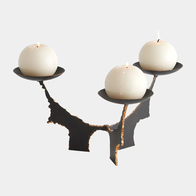 Global Views Brutalist Bronze Candle Holder