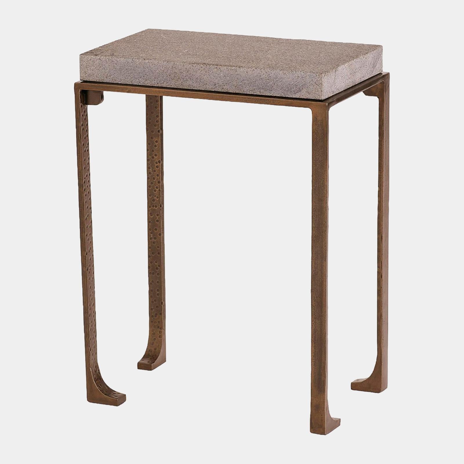 Global Views Zen Flamed Granite Bronze Side Table