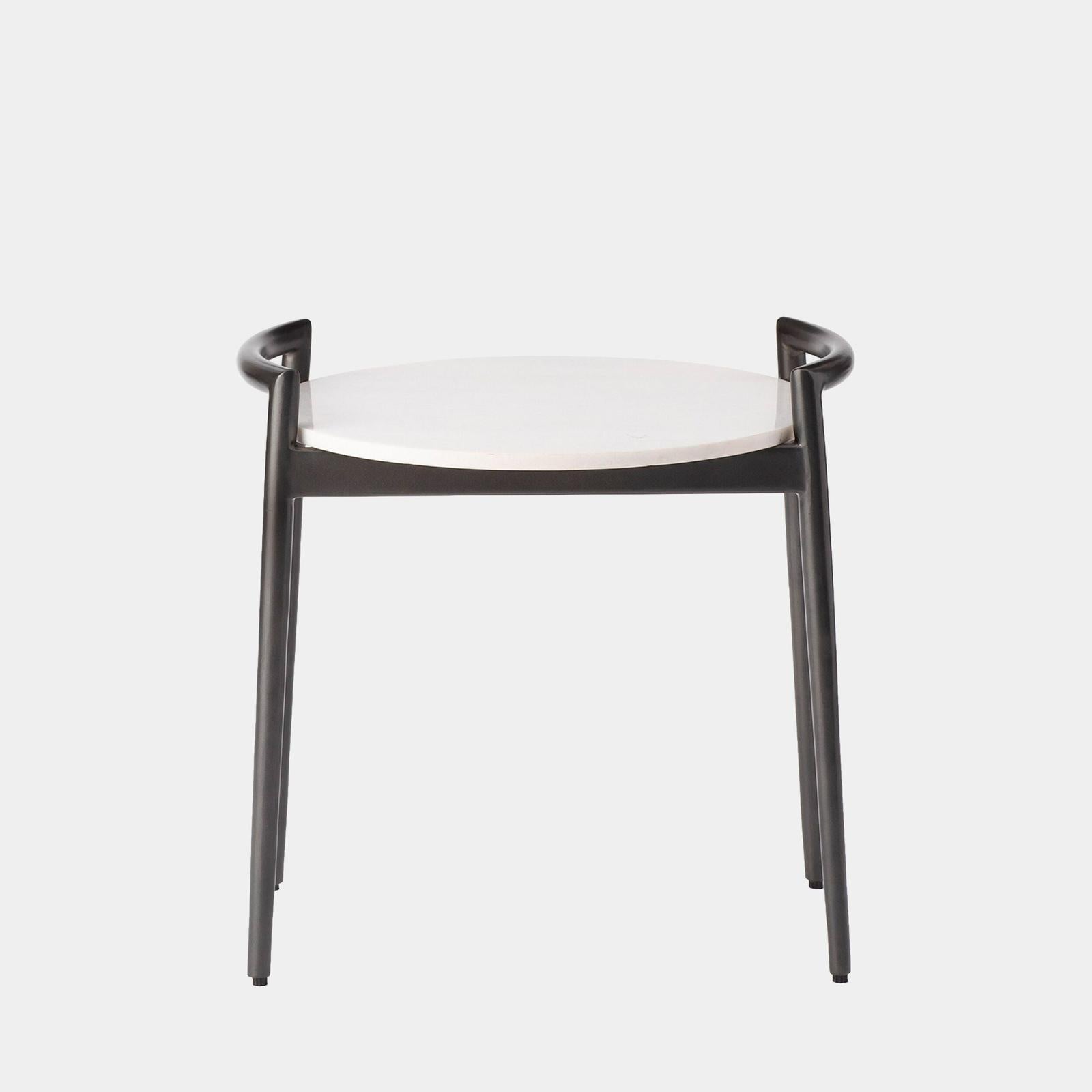 Global Views Retro Gunmetal and White Marble Round Side Table Clearance