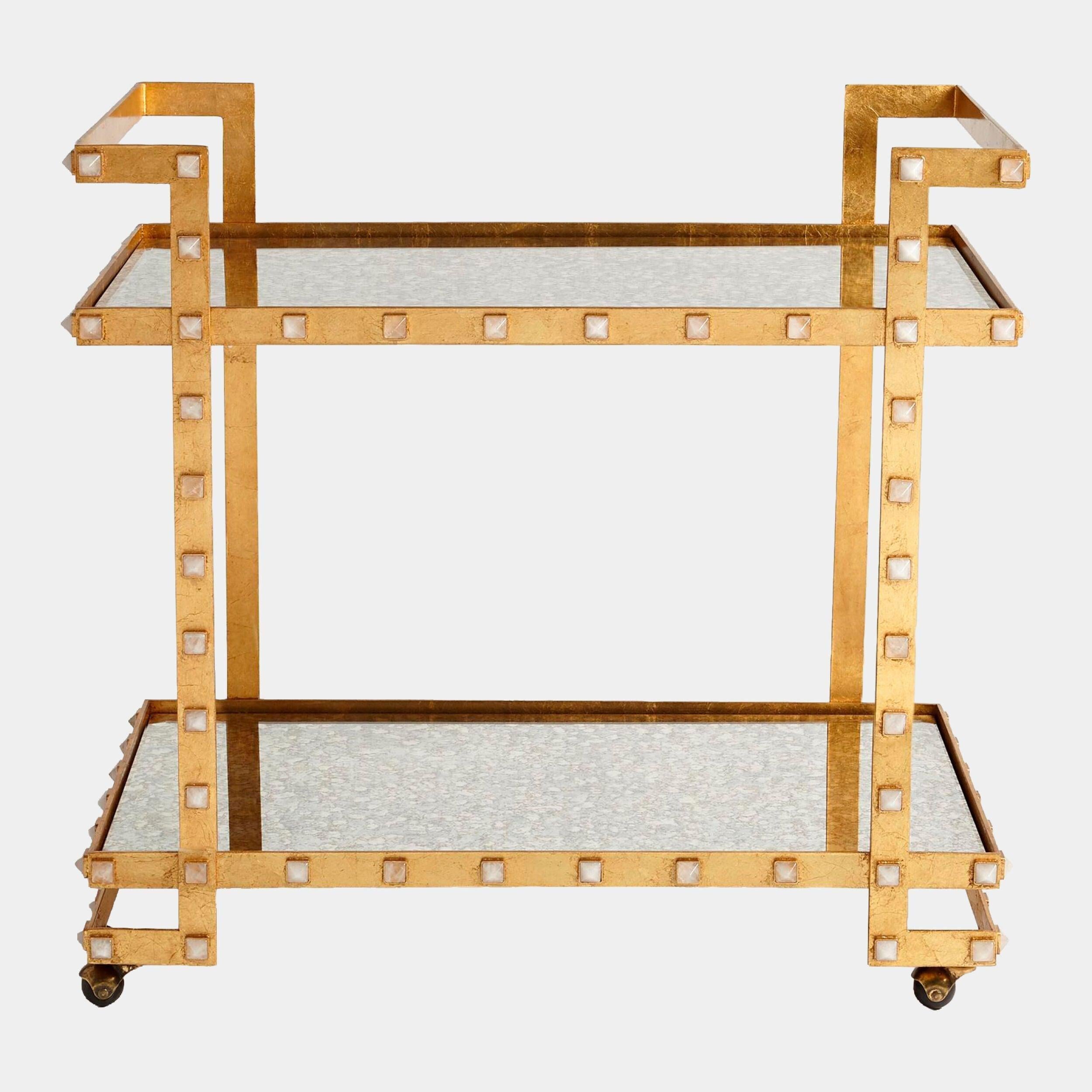 Global Views Aubrey Quartz Stud Bar Cart