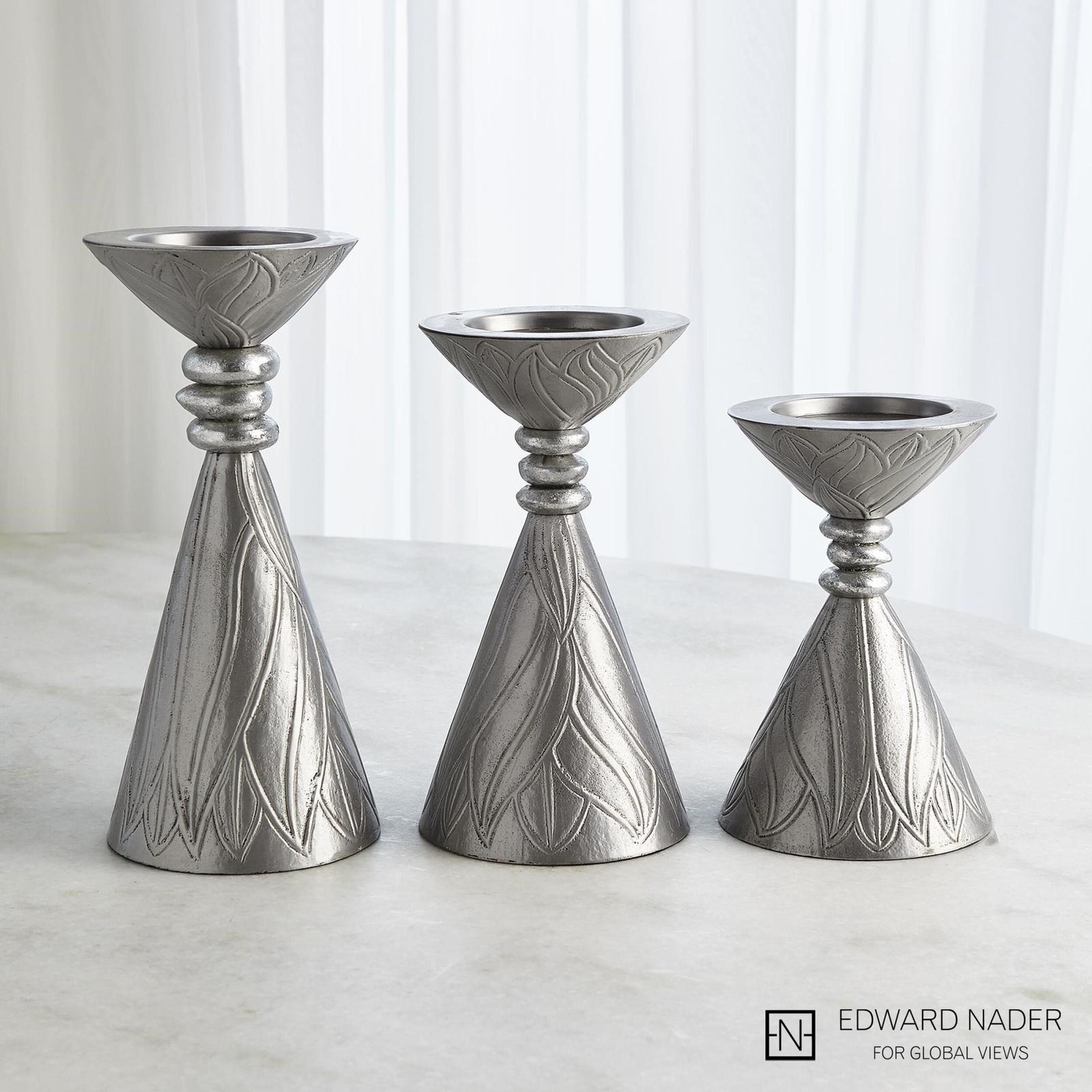 Global Views Leaf Nickel Candle Holder Clearance