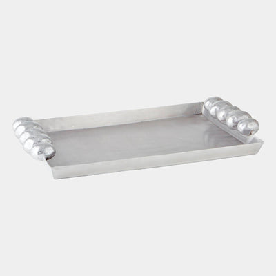 Global Views Nedar Nickel Tray Silver Leaf Handles Clearance