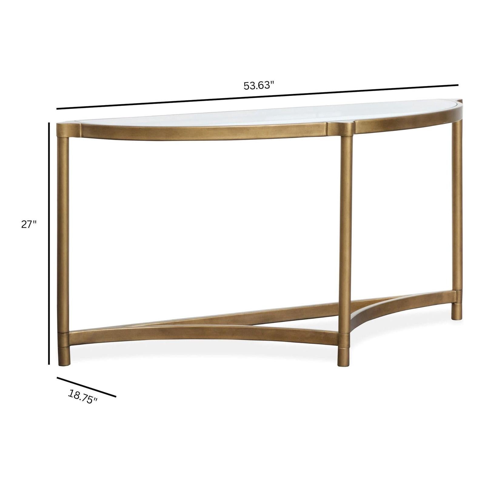 Magnussen Home Cassidy Aged Brass & Volakas Classic Demilune Sofa Table