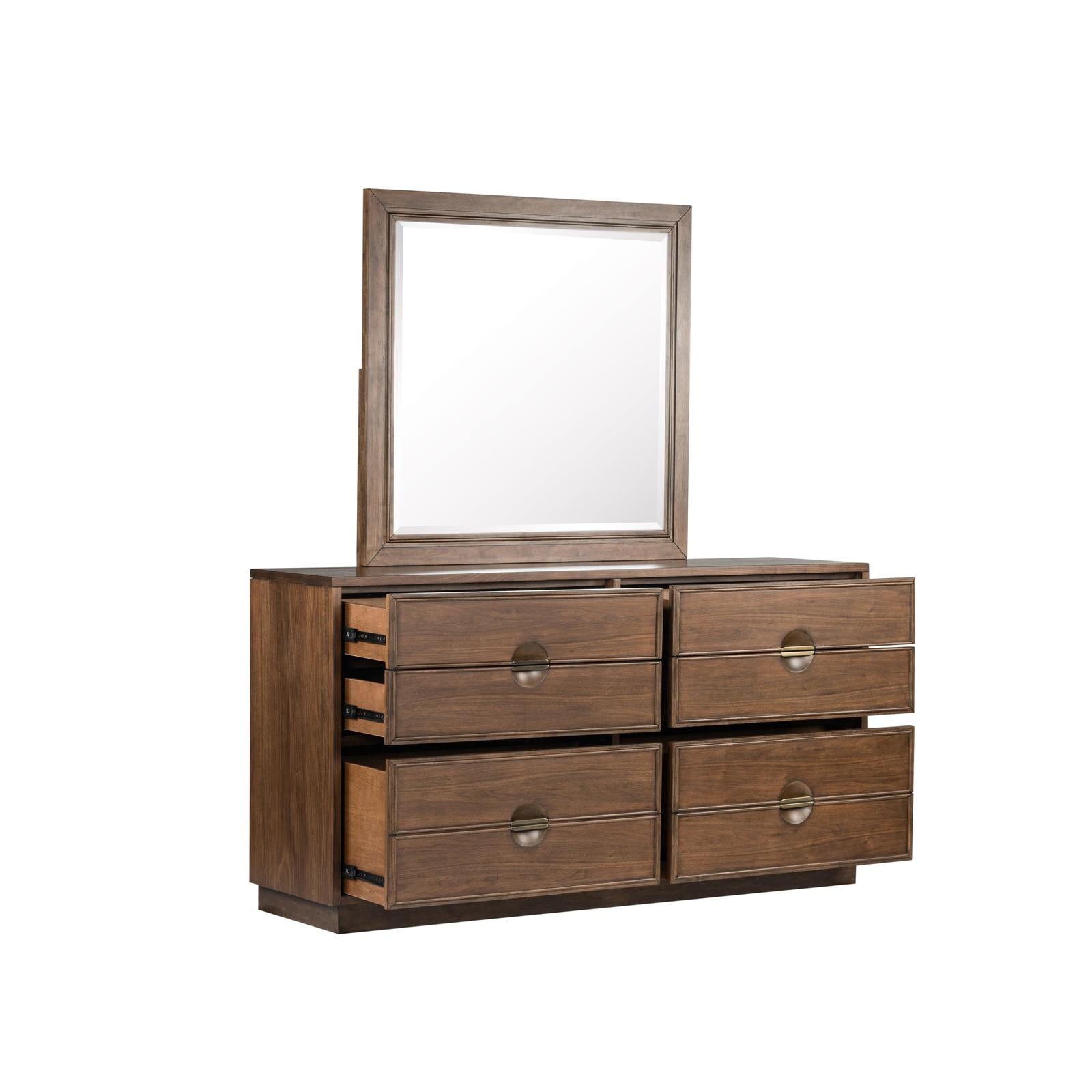 Magnussen Home Selena Brown Double Drawer Dresser With Landscape Mirror