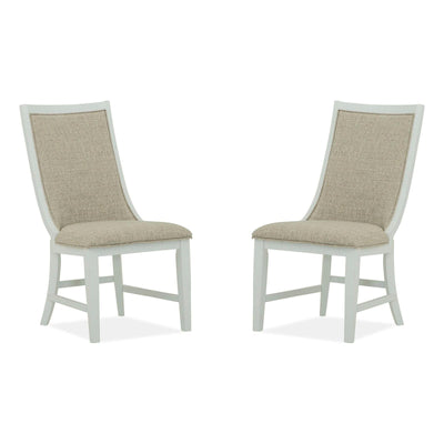 Magnussen Home Heron Cove Chalk White And Dovetail Grey Upholstered Host Chair Set of 2