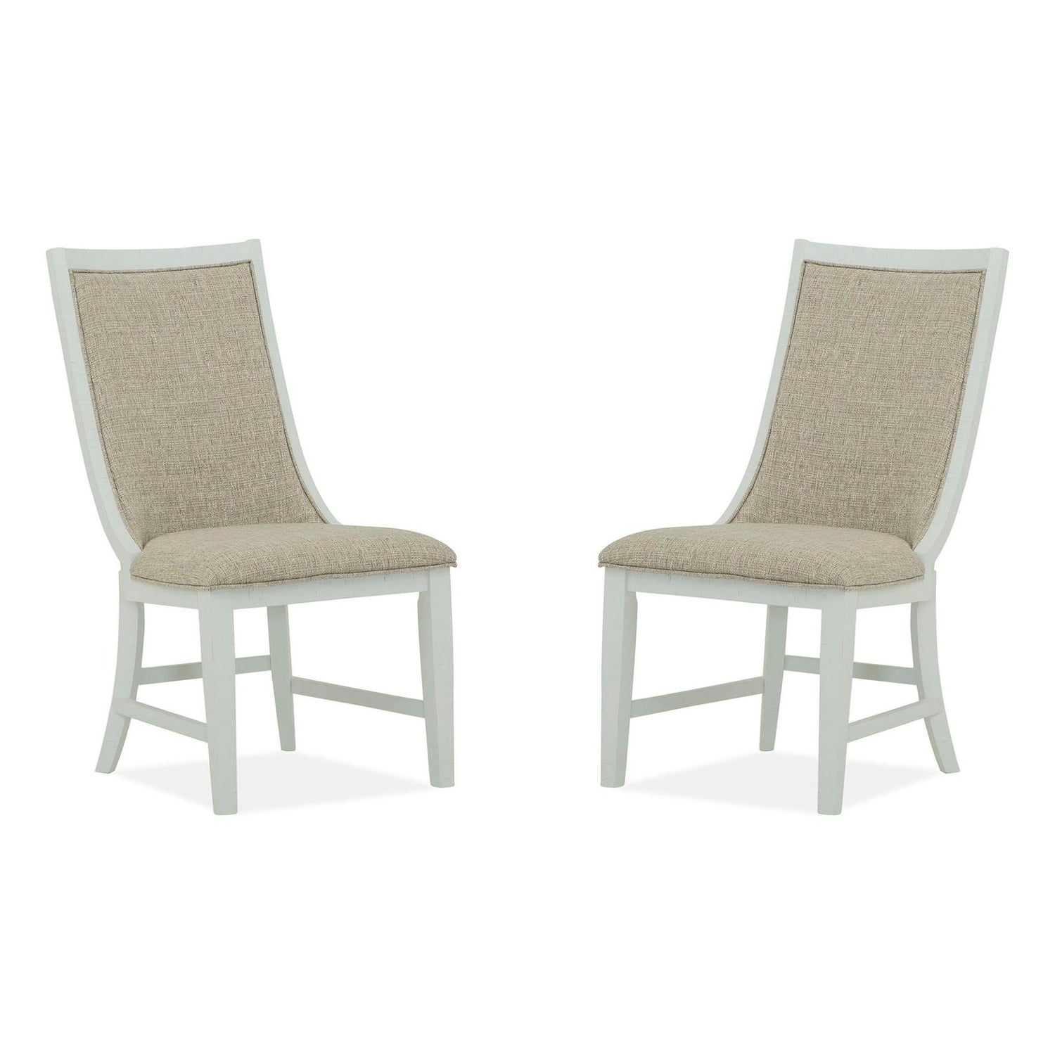 Magnussen Home Heron Cove Chalk White And Dovetail Grey Upholstered Host Chair Set of 2