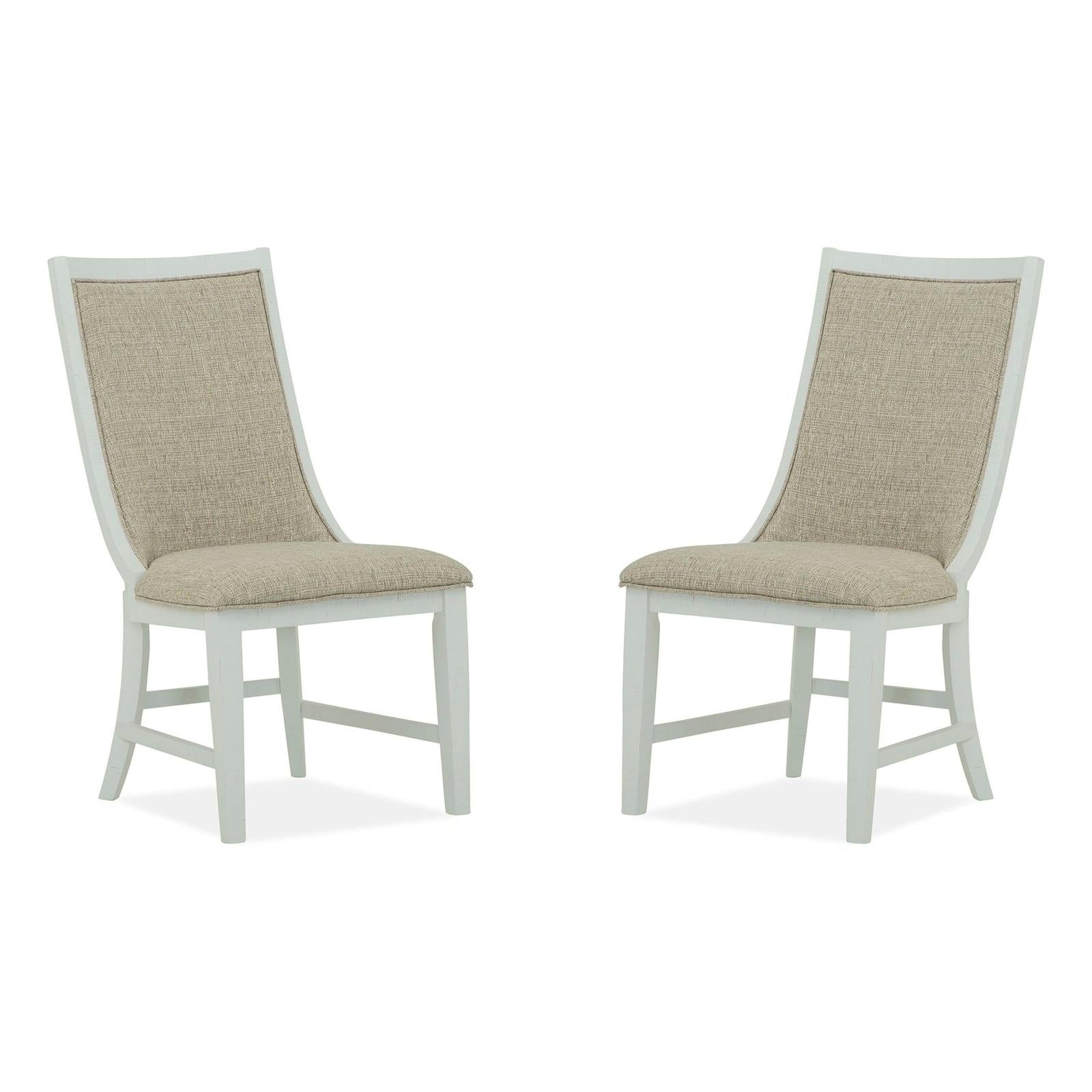 Magnussen Home Heron Cove Chalk White And Dovetail Grey Upholstered Host Chair Set of 2