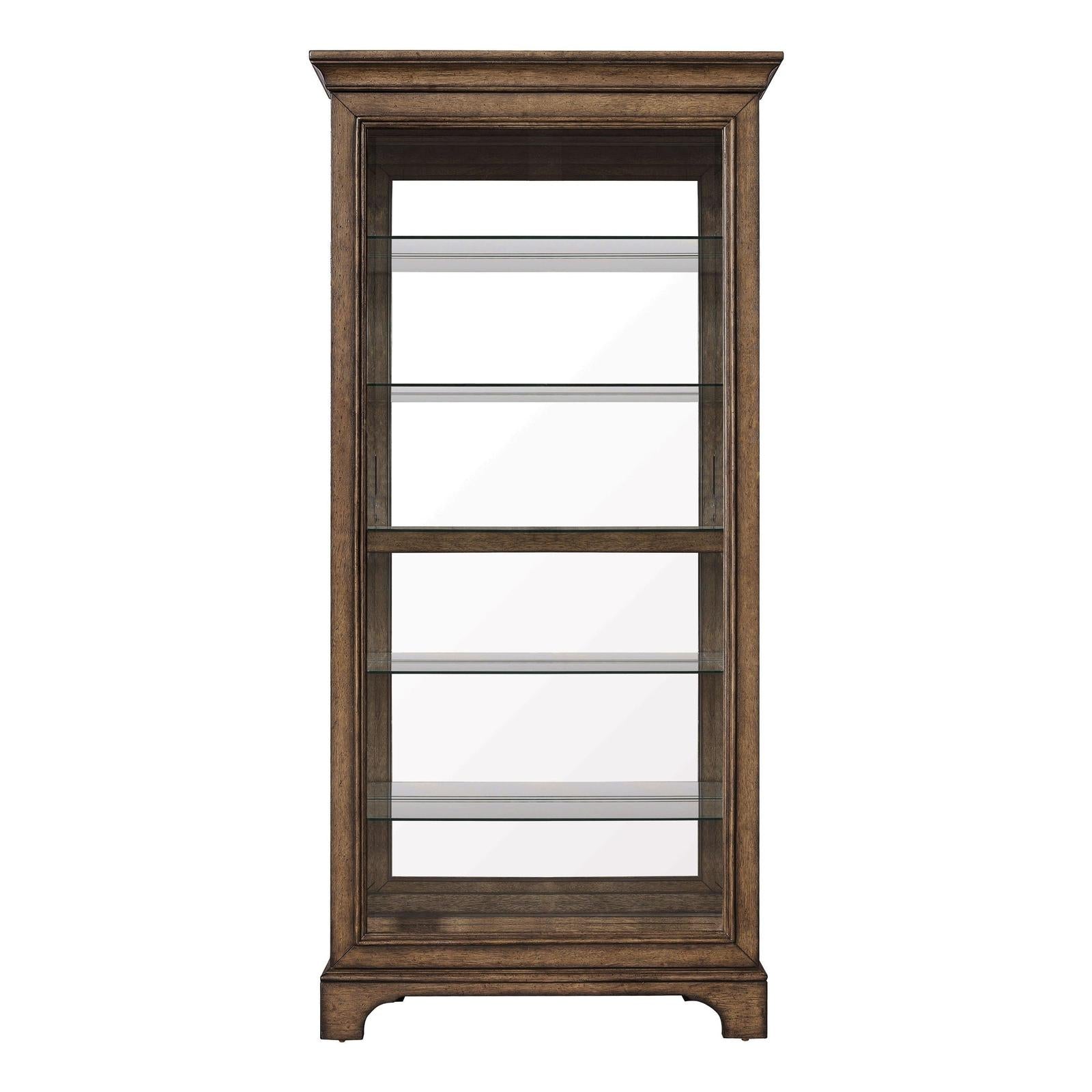 Pulaski Pulaski Accents Rich Brown Soft Chestnut Glass Shelves And Led Light Sliding Door Curio