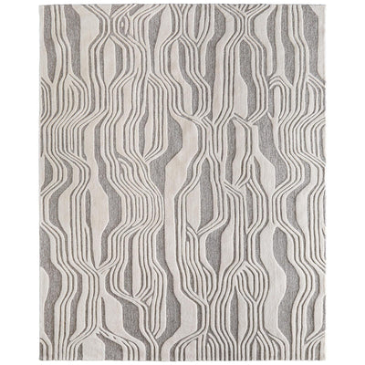 Feizy Kimball 8A34F Transitional Abstract Rug in Ivory/Gray
