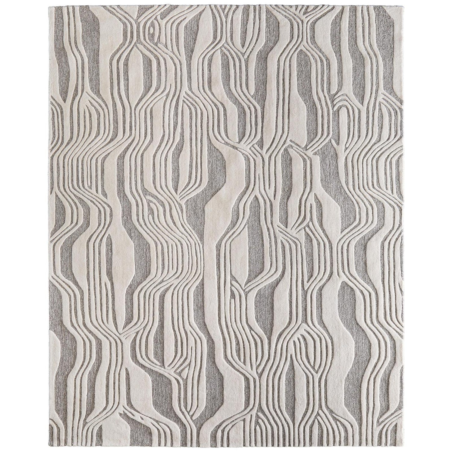 Feizy Kimball 8A34F Transitional Abstract Rug in Ivory/Gray