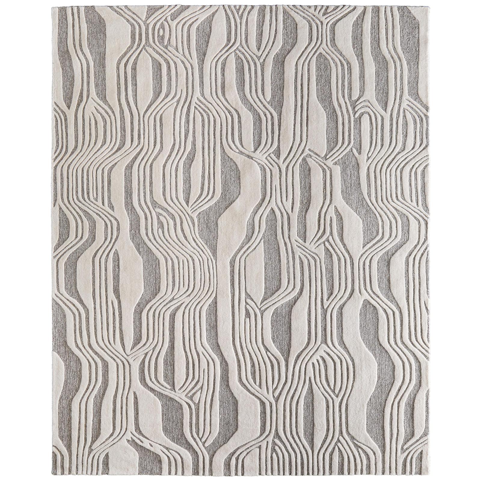 Feizy Kimball 8A34F Transitional Abstract Rug in Ivory/Gray