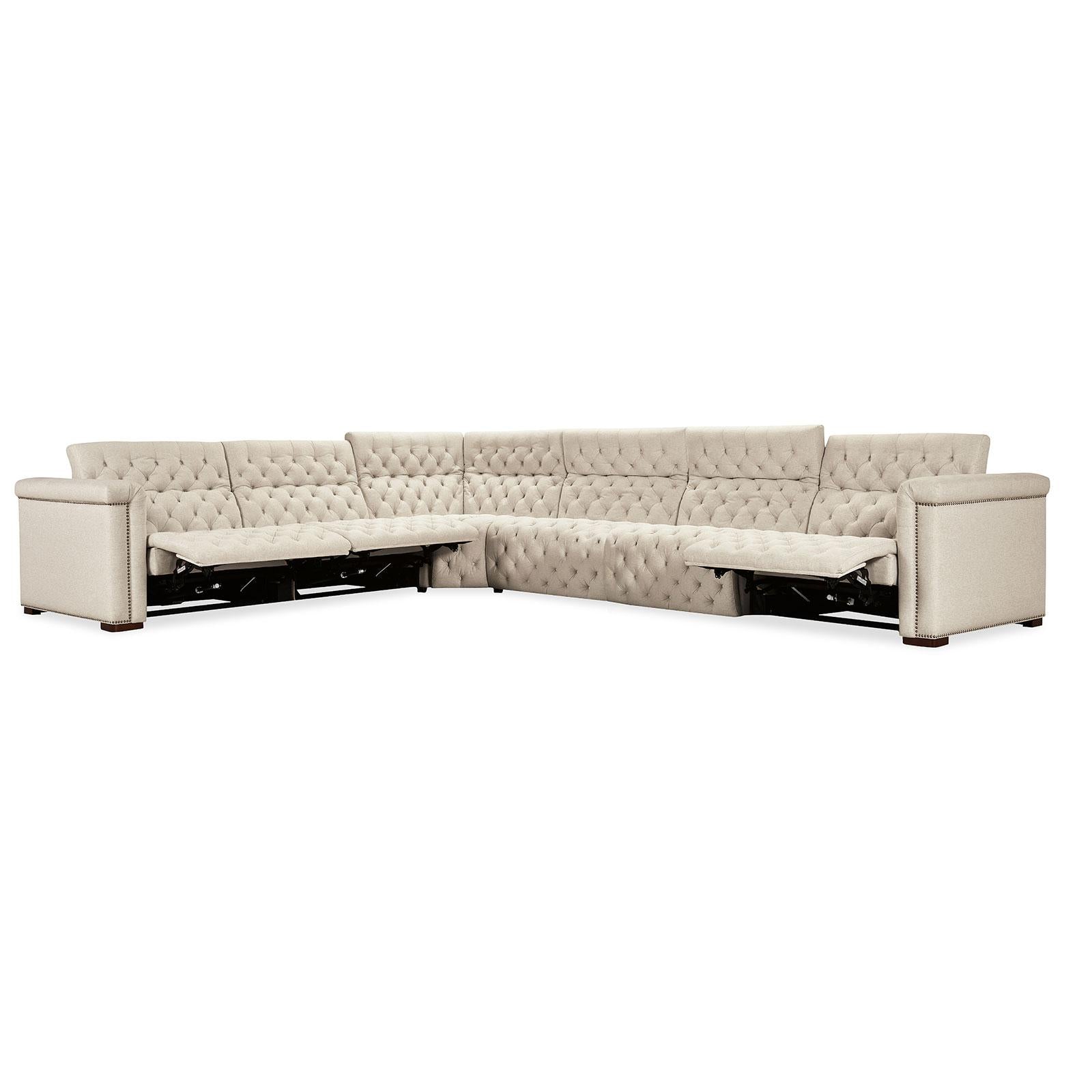 Hooker Furniture Savion Deux 6 Seat Sectional with Three Power Recliners and Seven Power Headrests