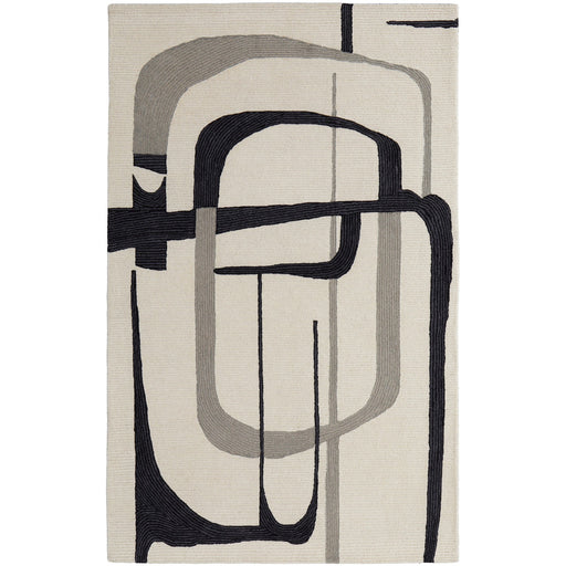 Feizy Maguire 8905F Transitional Abstract Rug in Ivory/Gray/Black