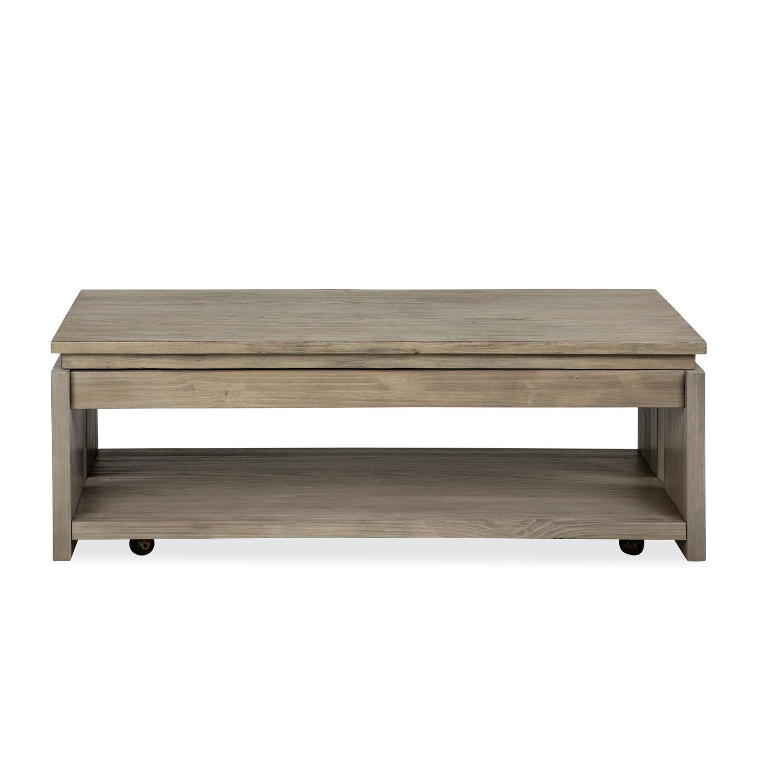 Magnussen Home Conrad Stone Harbor Grey Rectangular Lift Top Storage Cocktail Table With Casters