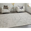 Feizy Whitton 8894F Modern Abstract Rug in Ivory/Gray