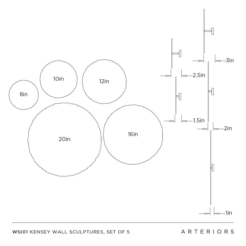 Arteriors Kensey Wall Sculptures Set of 5