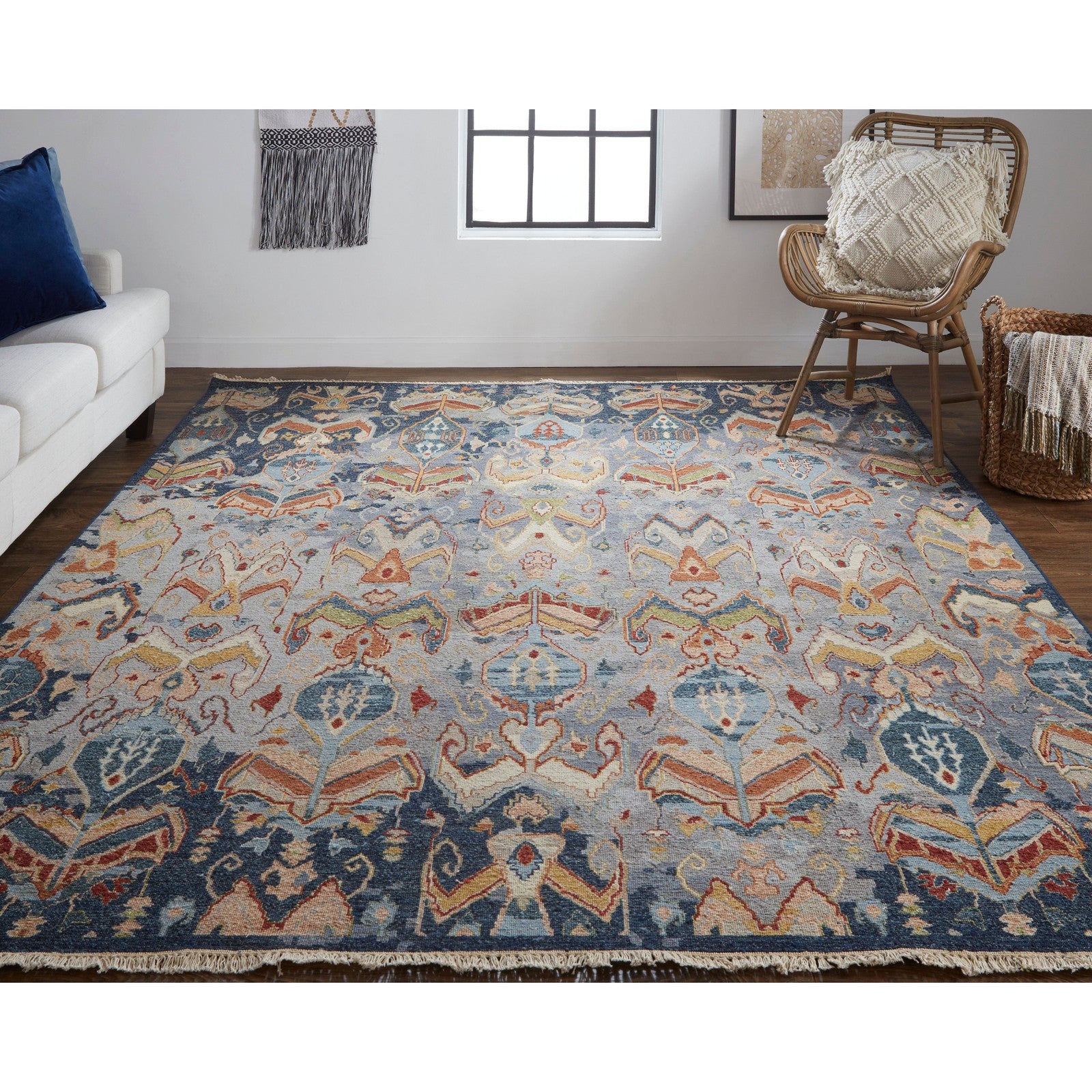 Feizy Leylan 0563F Transitional Ikat in Blue/Gray/Tan