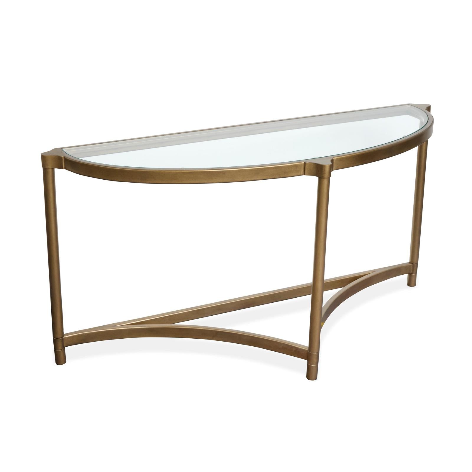 Magnussen Home Cassidy Aged Brass & Volakas Classic Demilune Sofa Table