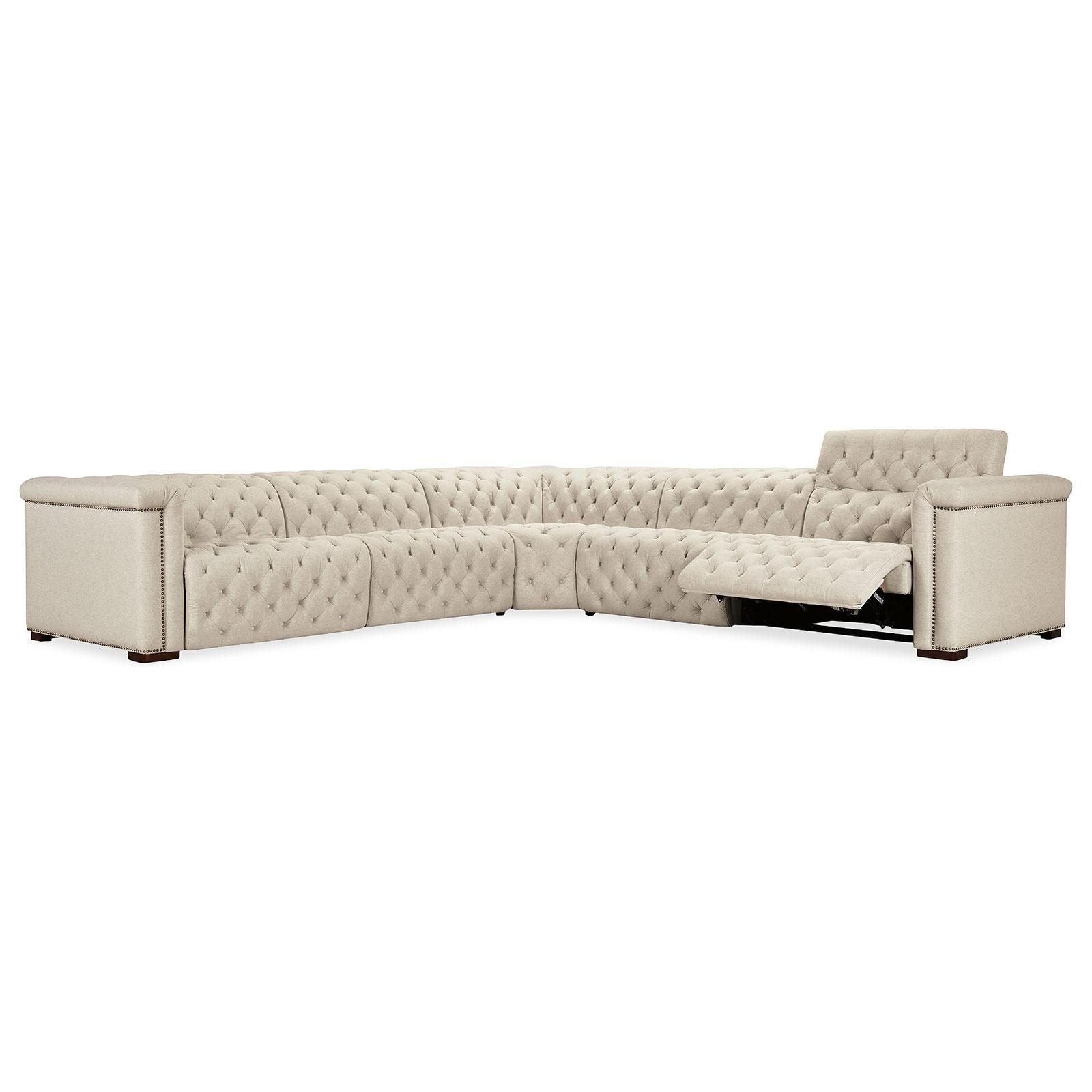 Hooker Furniture Savion Deux 5 Seat Sectional with Four Power Recliners and Six Power Headrests