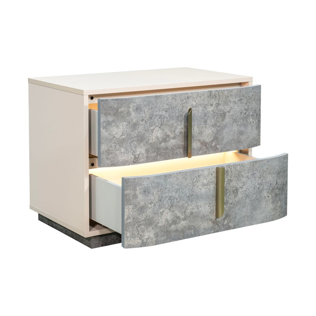 Michael Amini Pavira 2-Drawer Nightstand - Stone