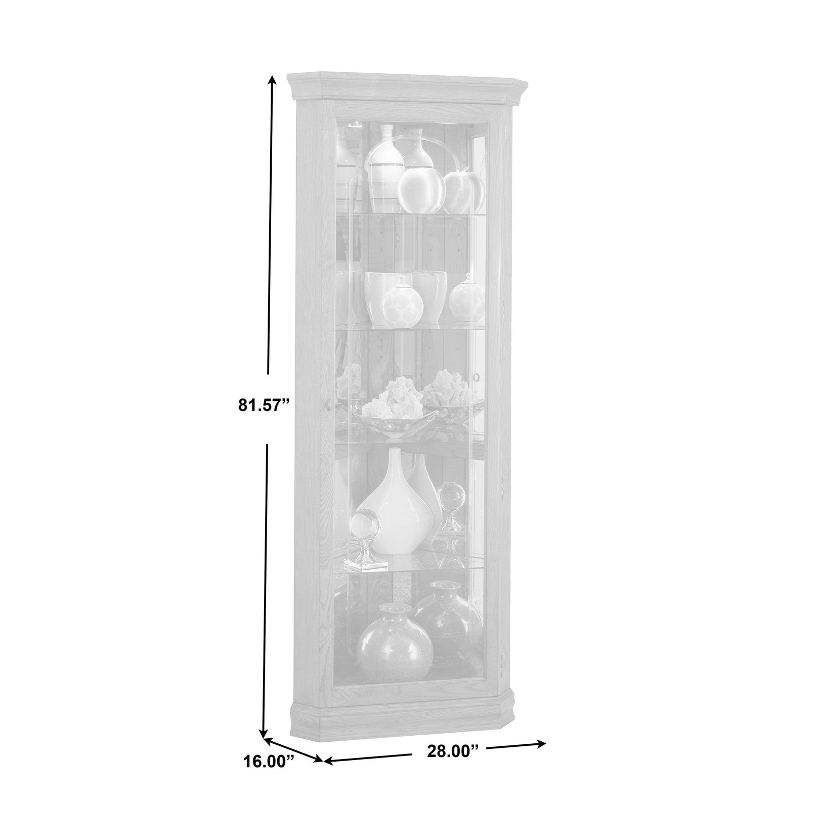 Pulaski Furniture PFC Curios Mirrored 4 Shelf Corner Curio Cabinet