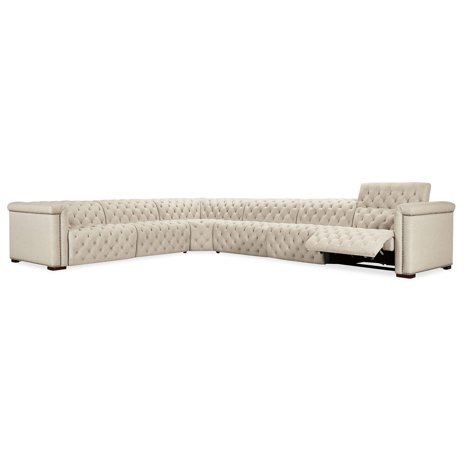 Hooker Furniture Savion Deux 6 Seat Sectional with Three Power Recliners and Seven Power Headrests