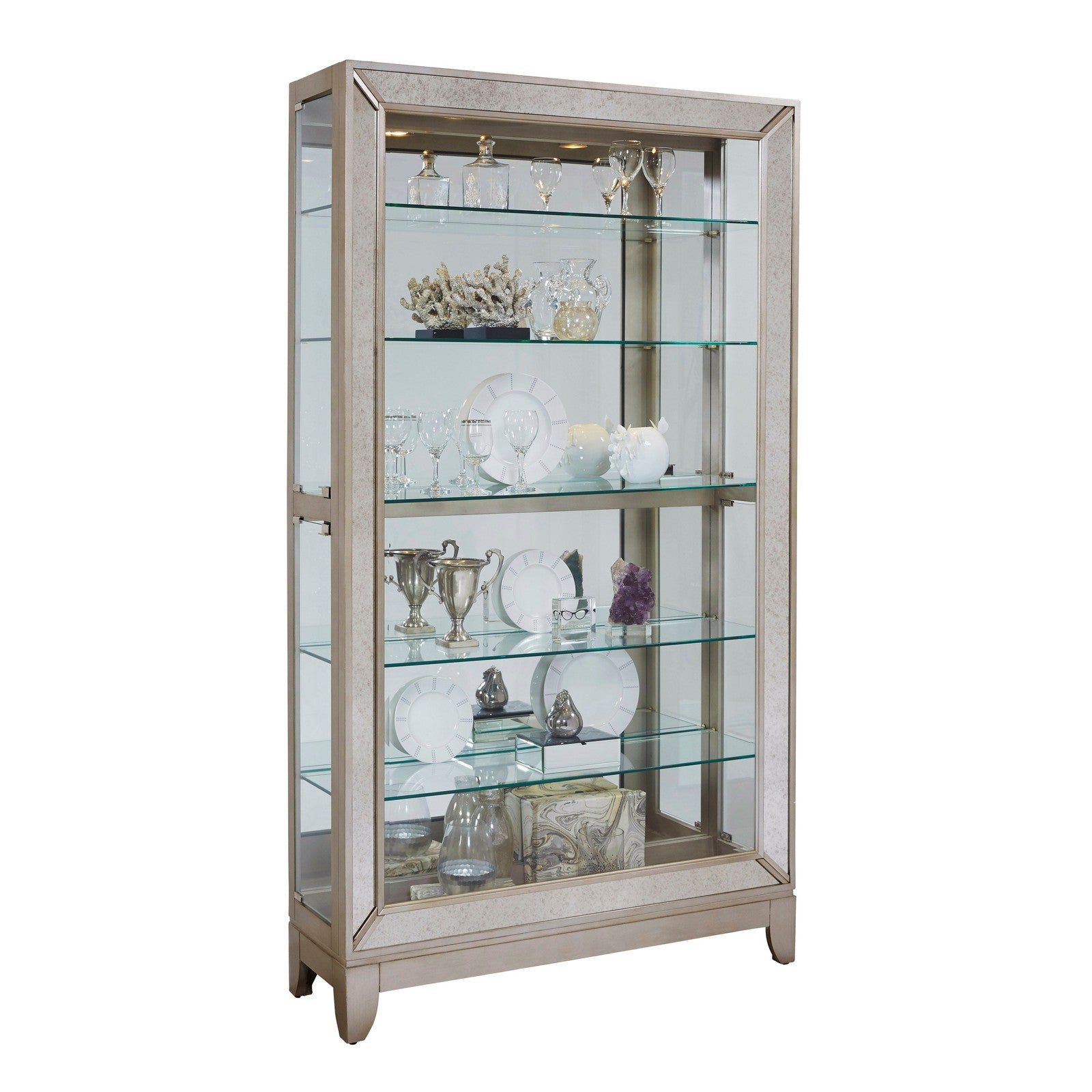 Pulaski Furniture PFC Curios Antique Style 5 Shelf Mirrored Curio Cabinet
