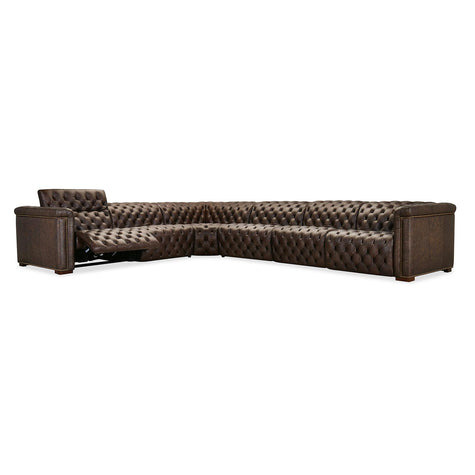 Hooker Furniture Savion Deux 6 Seat Sectional with Three Power Recliners and Seven Power Headrests