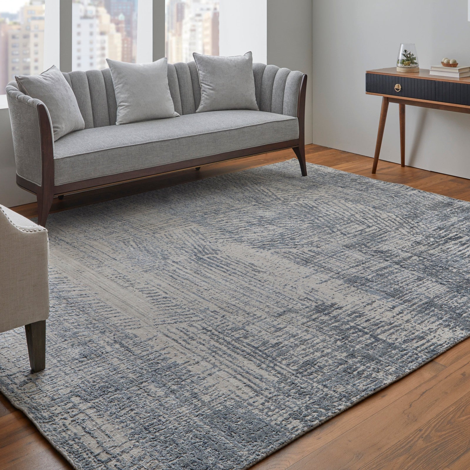 Feizy Eastfield 69AIF Modern Abstract in Blue/Ivory/Gray