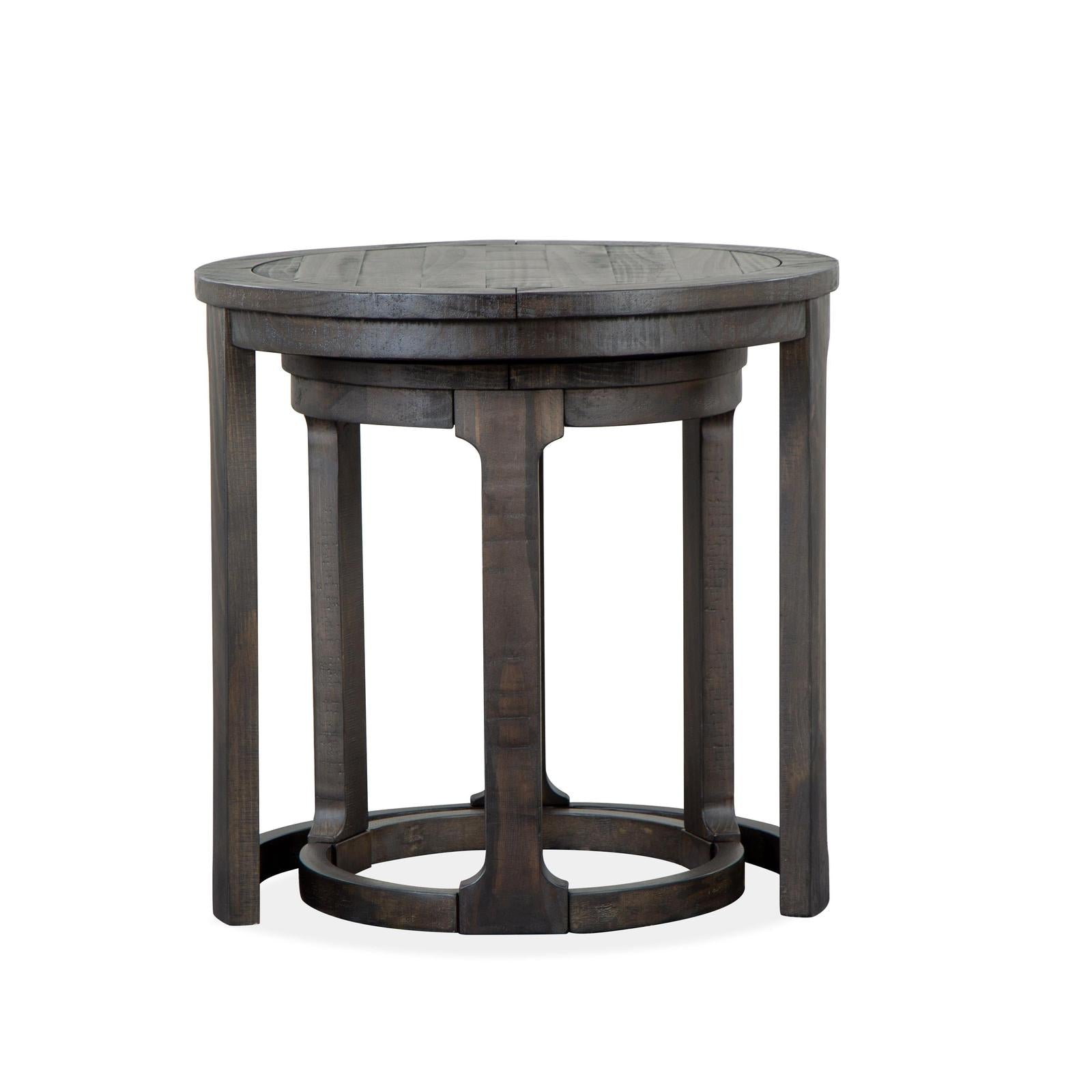 Magnussen Home Boswell Peppercorn Round Nesting End Table