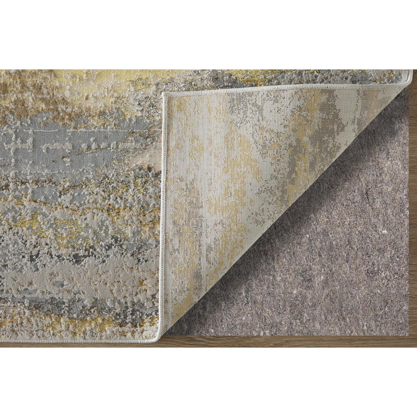 Feizy Aura 3735F Modern Abstract Rug in Gold/Gray/Ivory
