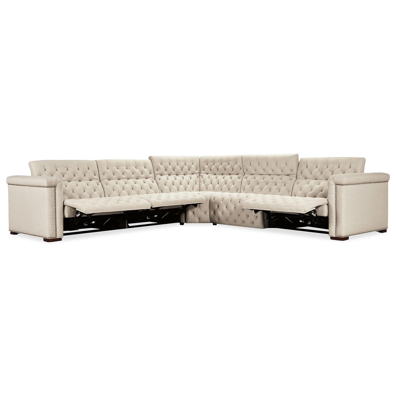 Hooker Furniture Savion Deux 5 Seat Sectional with Four Power Recliners and Six Power Headrests