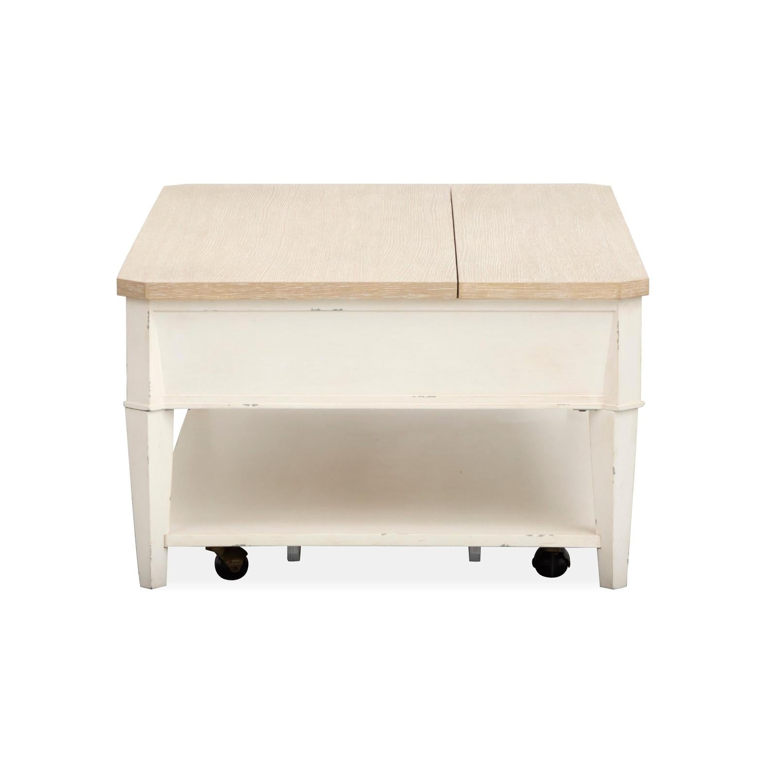 Salt Life Home Echo Isles Sea Pearl and Driftwood Lift Top Storage Cocktail Table with Casters