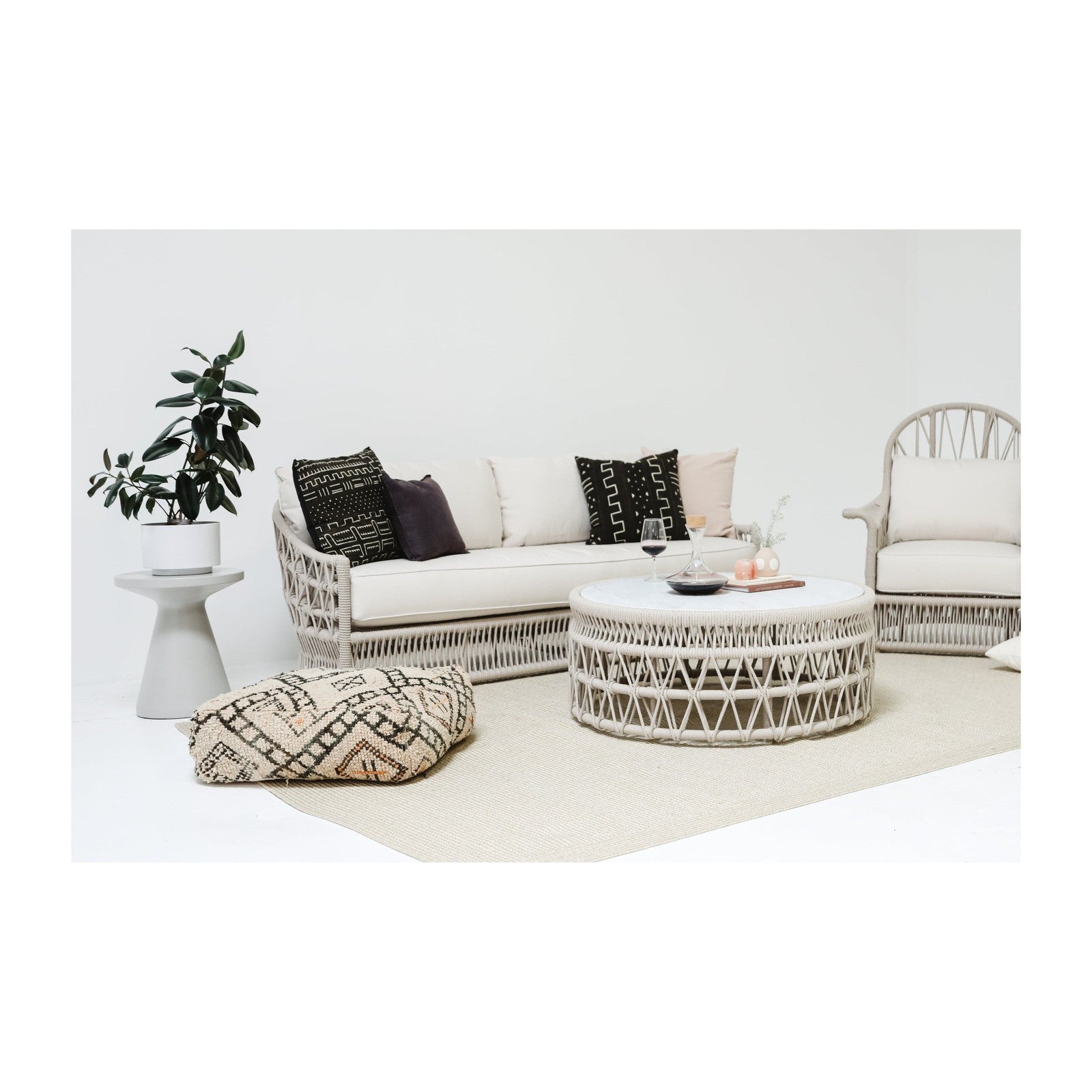 Sunset West Dana Coffee Table with Honed Carrara Marble Top