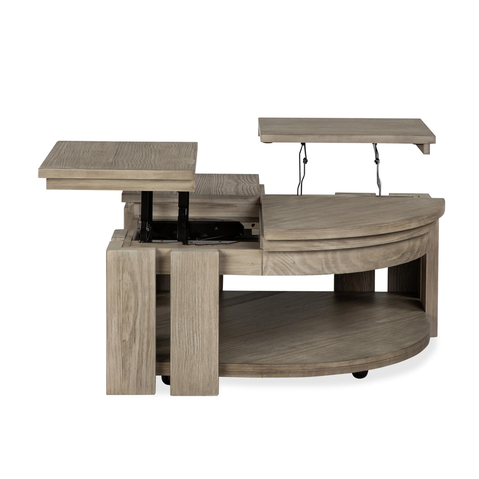 Magnussen Home Conrad Stone Harbor Grey Pie Shaped Lift Top Storage Cocktail Table With Casters