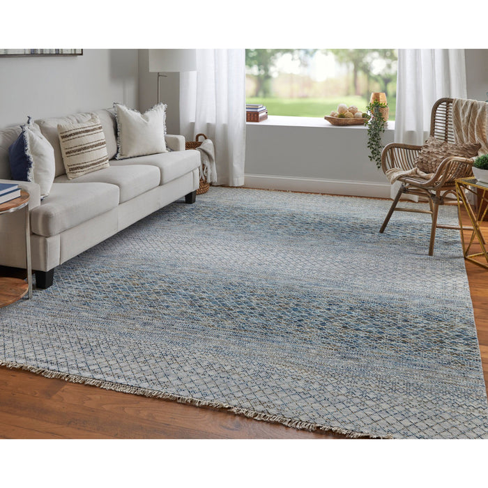 Feizy Branson 69BQF Transitional Solid Rug in Blue/Ivory/Brown